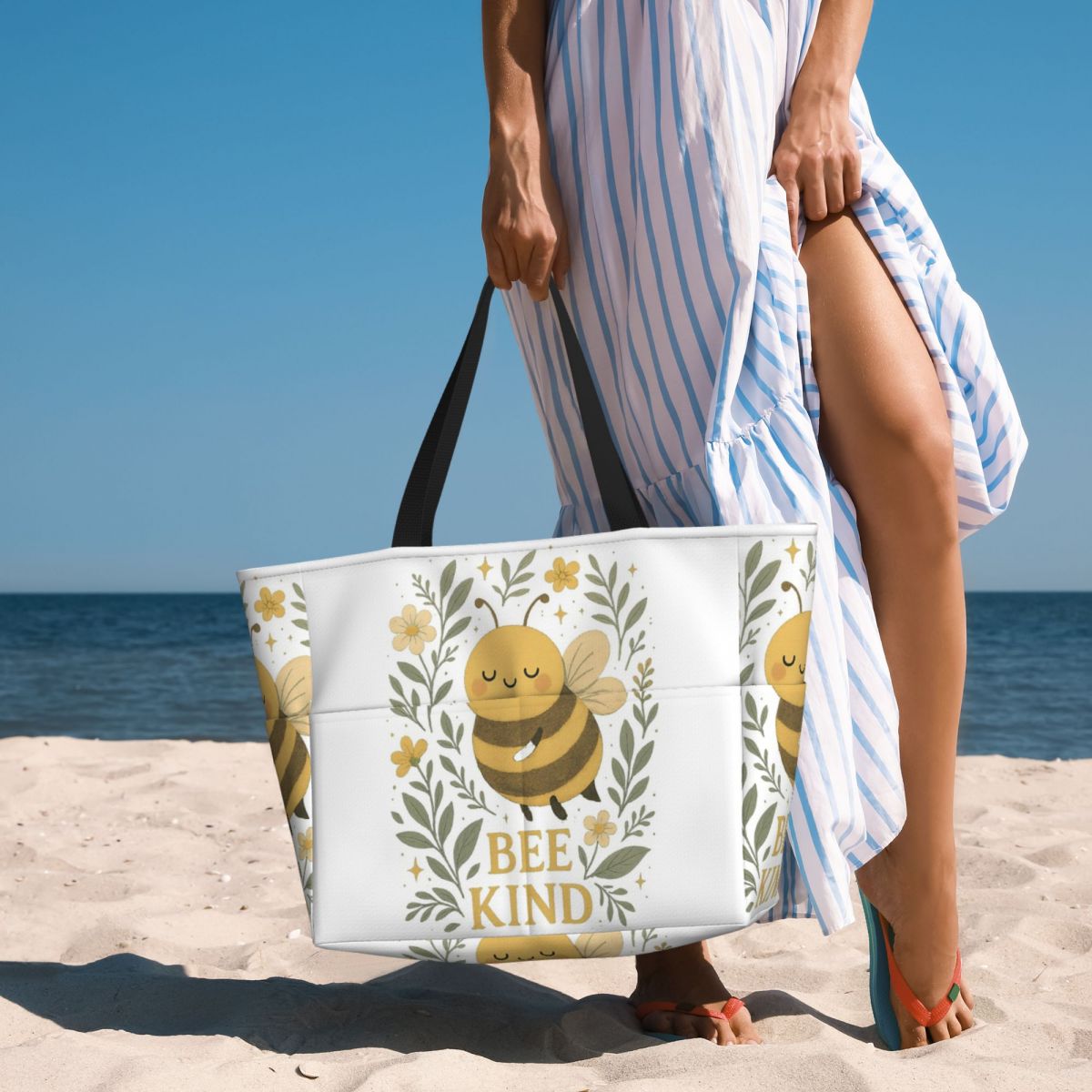 Yoga Fitness Quotes - Bolsa de Praia Grande com Estampa