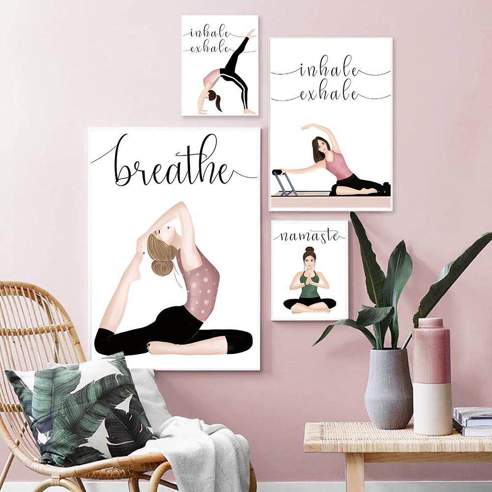 Yoga Fitness Quotes - Inalar exalar citação yoga cartaz impressões