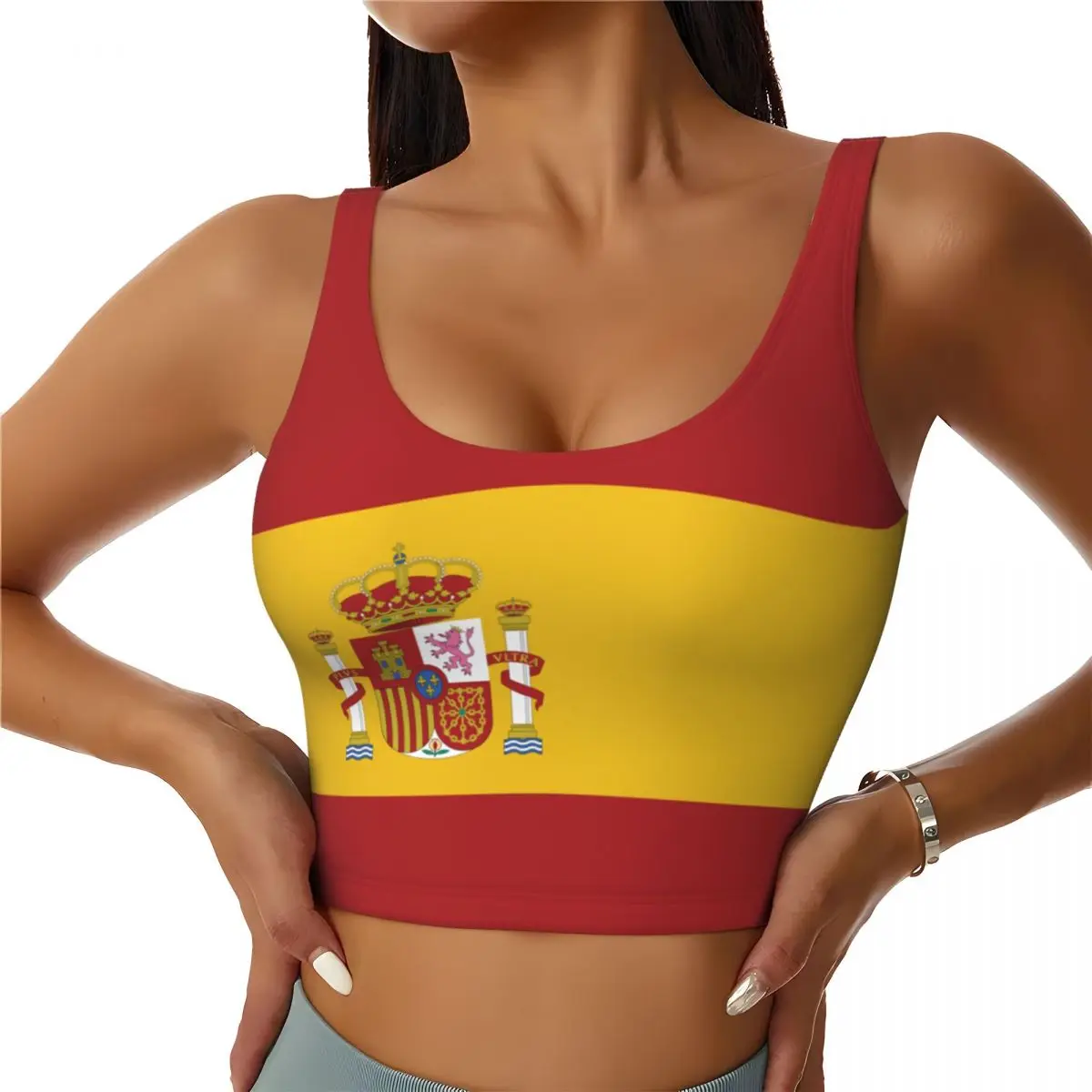 Yoga Và Fitness - Tops básicos com bandeira da Espanha
