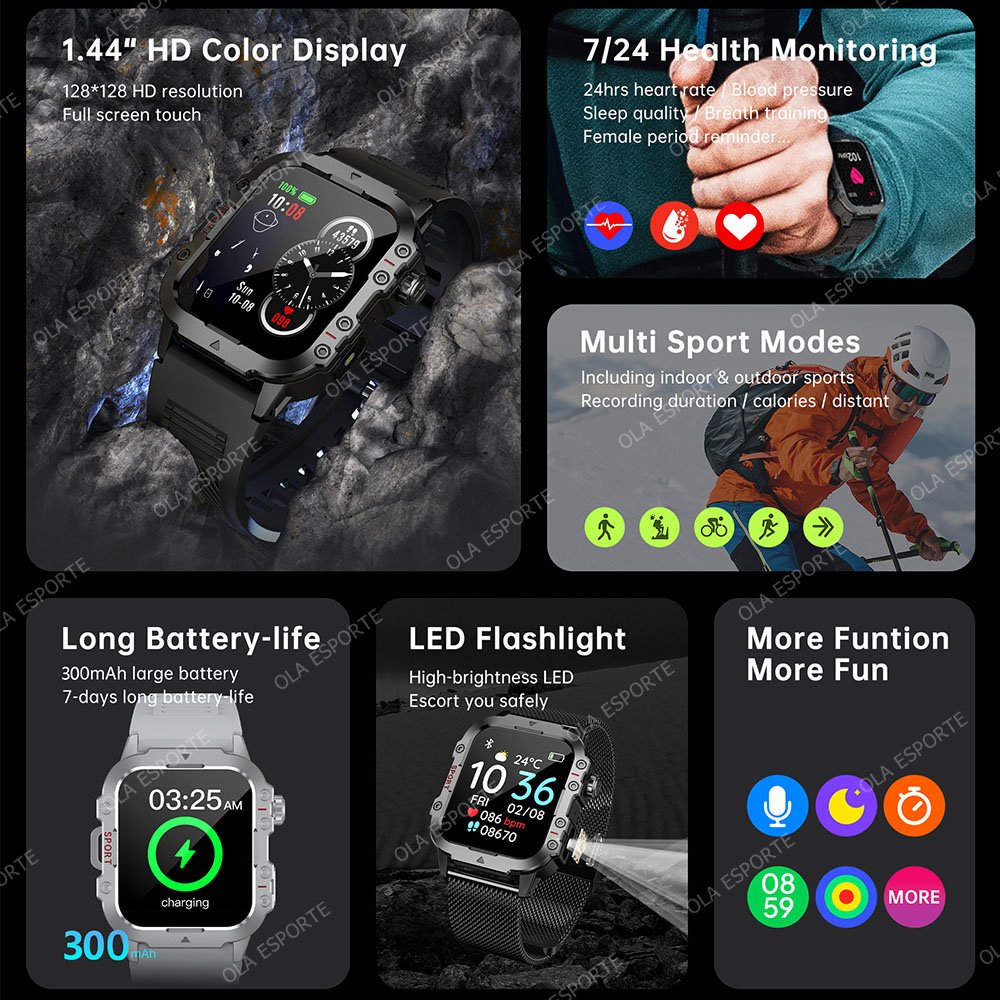 Novo Smartwatch Militar Robust - Gym Floor Mats avaliação e preço