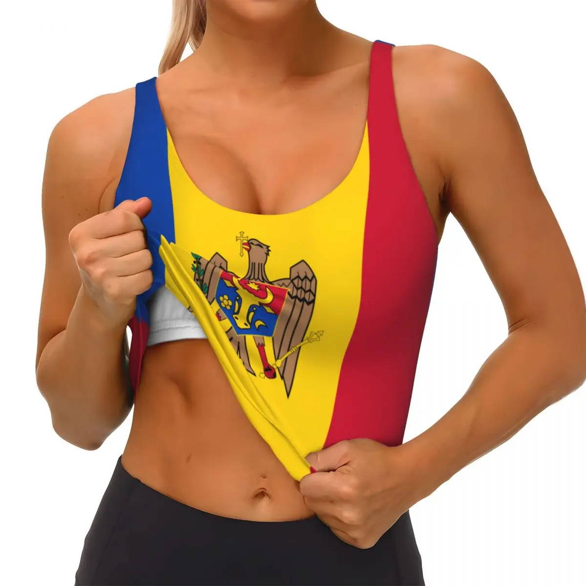 Bandeira da Moldavia Tops Bási - Yoga Và Fitness avaliação e preço