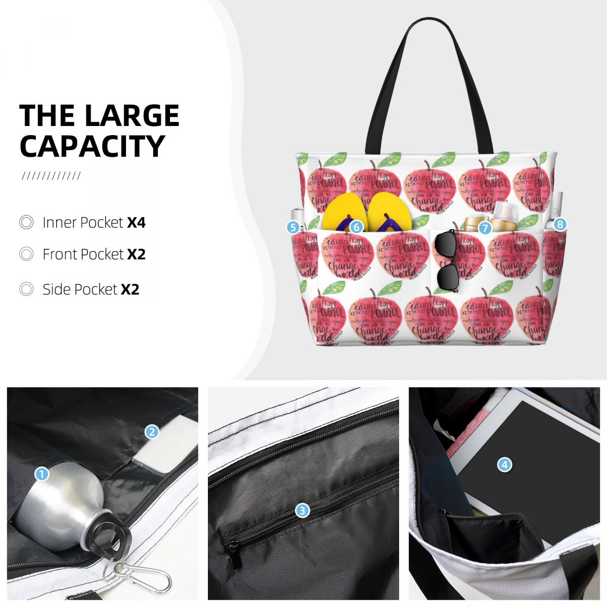 Bolsa tote grande para praia,  - Yoga Fitness Quotes avaliação e preço